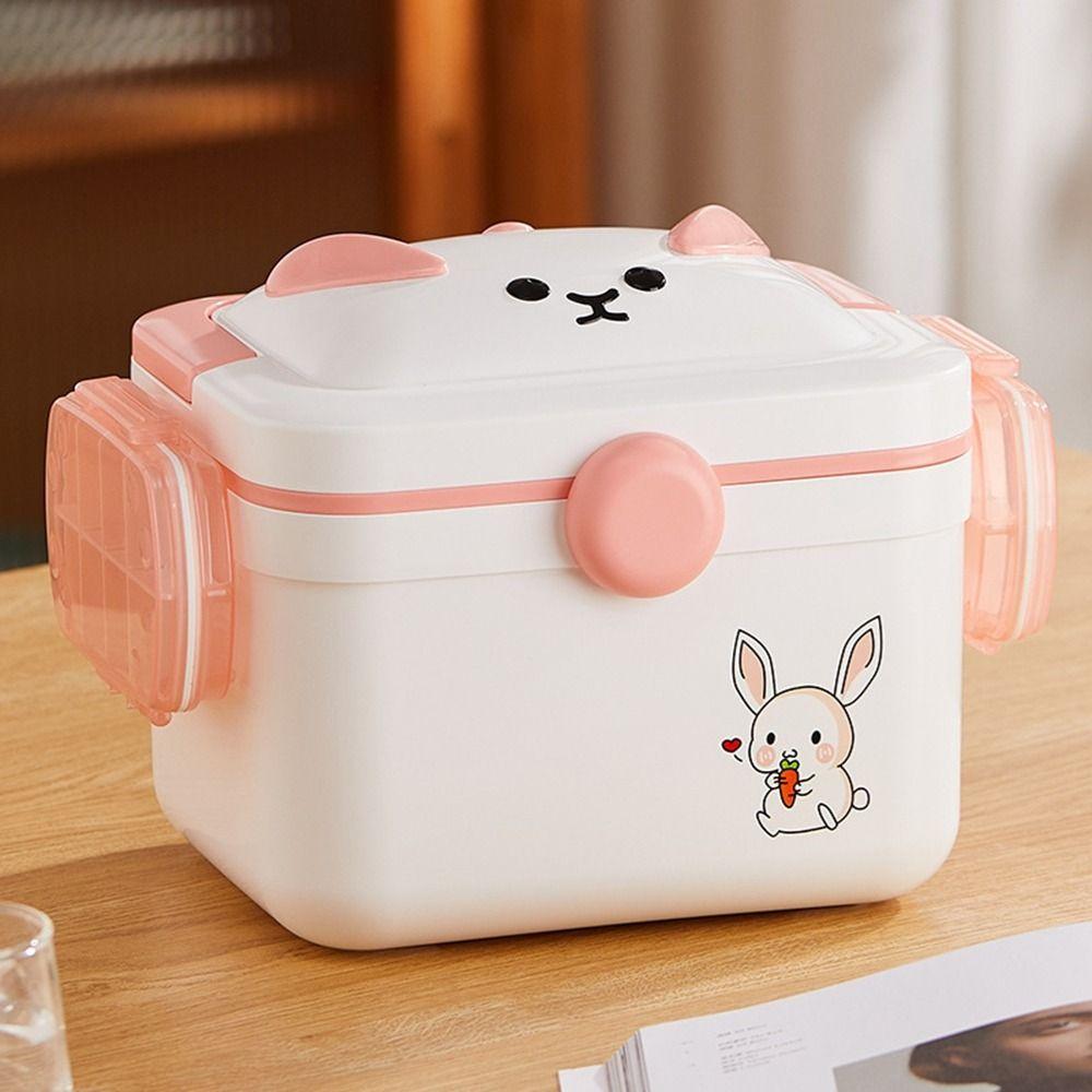 Dust-proof Cartoon Medicine Box Large Capacity Pill Container Double-layer Medicine Box  Office