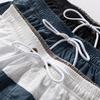Men's Blue White Stripe Casual Shorts – Elastic Drawstring Waist Nylon Shorts for Summer Daily & Streetwear