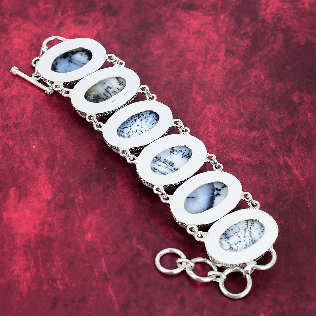Dendrite Opal Bracelet 925 Solid Sterling Silver Gemstone Jewelry, Handmade Bracelet For Thanksgiving
