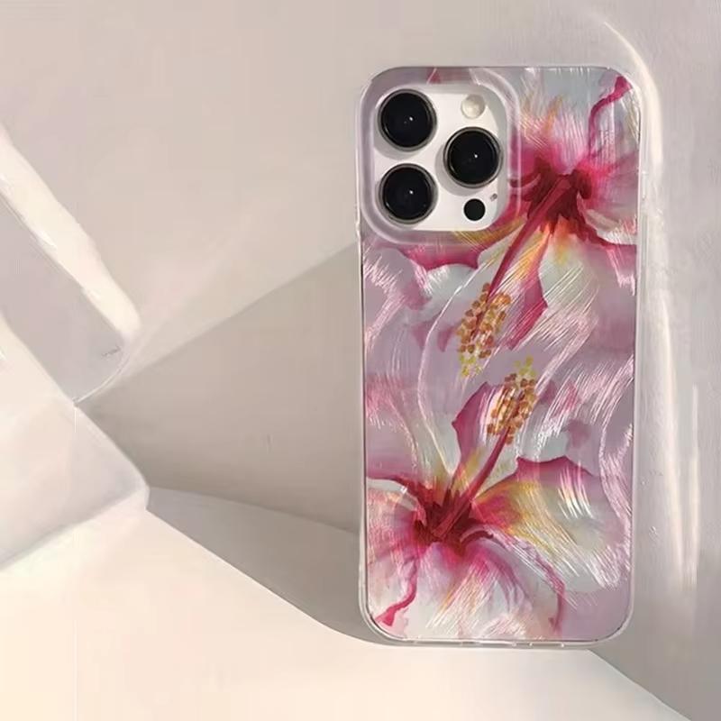 Shiny Pink Peach Blossoms Print Phone Case For iPhone 17 Pro Max 16 15 Pro 14 13 12 11 XR XS 17Air 16 Plus Shockproof Cover