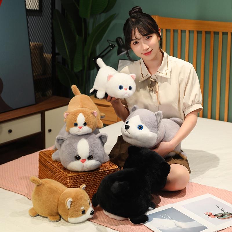 1Pc 30/40CM Cute Reversal Shiba Inu Cat Plush Toys Kawaii Flip over Pillow Stuffed Soft Dolls Lovely Dolls Birthday Gift