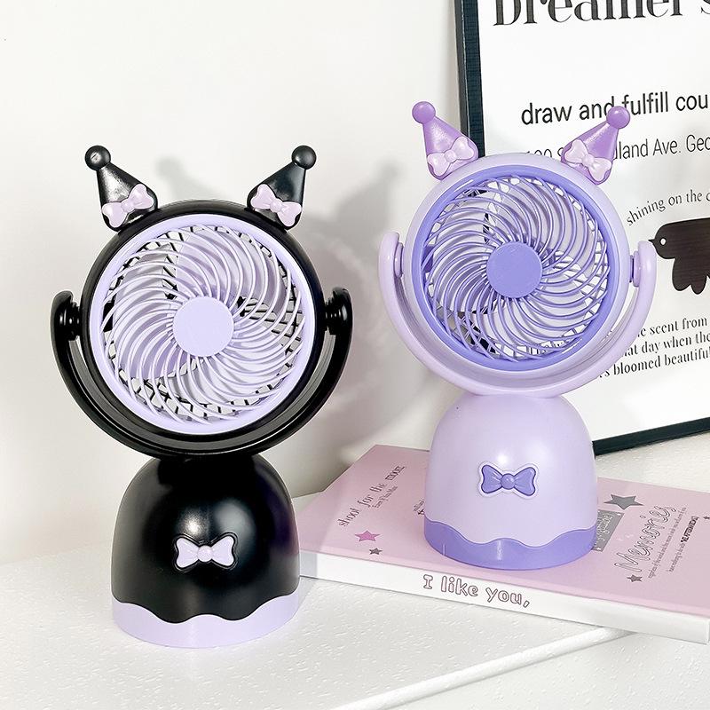 Cute Three-Speed USB Rechargeable Silent Mini Fan for Women 800mAh 3-speed, Adjustable Angle