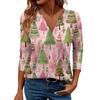 Women's Casual Fashionable Sexy Comfortable V-Neck Christmas Three-Quarter Sleeve Top