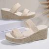 Fashion Women Shoes Plus Size 35-43 Woven Band Wedges Sandals Women Summer Platform High Heels Slippers Woman Weave Thick Sole Sandles