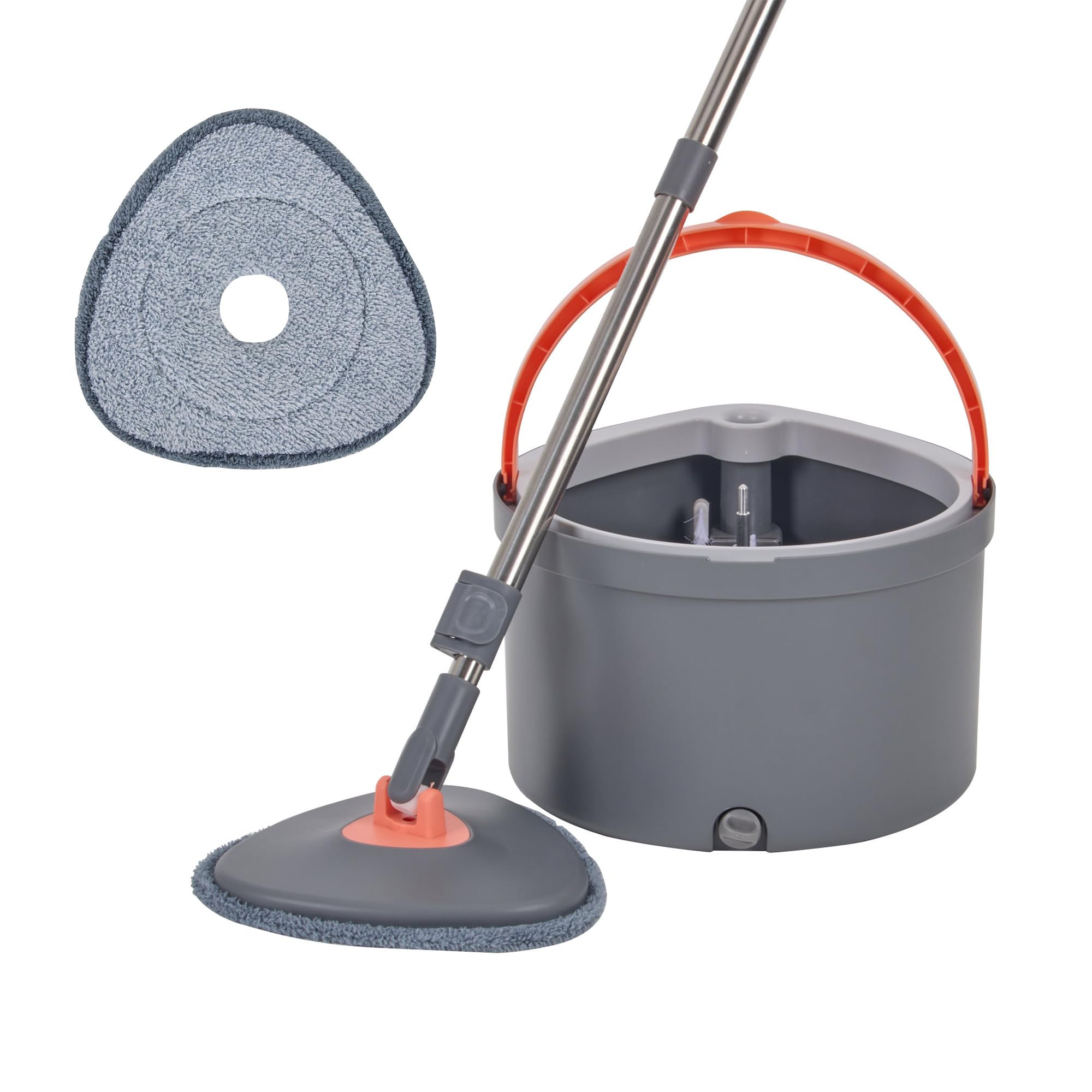 

VECELO Швабра для пола с запасной шваброй для влажной и сухой уборки, вращающаяся, для дома, коммерческой уборки, без мытья рук, легкое ведро серого цвета, отжим, использование,
