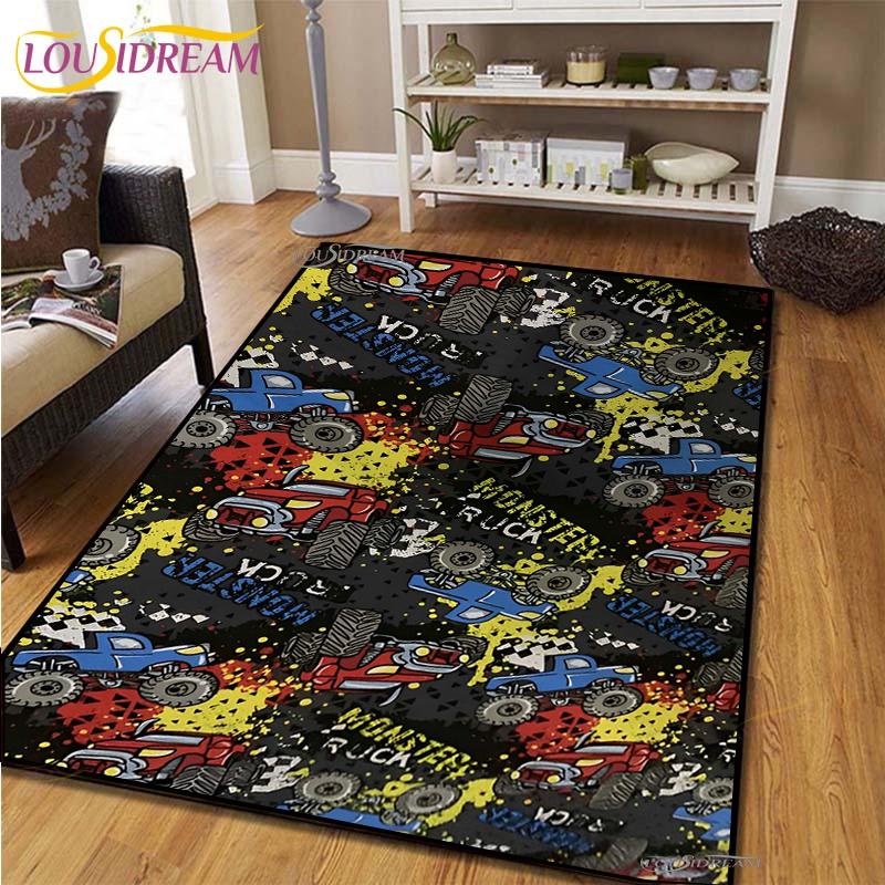 Monster Jam Truck Game Carpet for Living Room Bedroom Rug Kitchen Kids Door Unslip Floor Mat Birthday gift photography props Rug