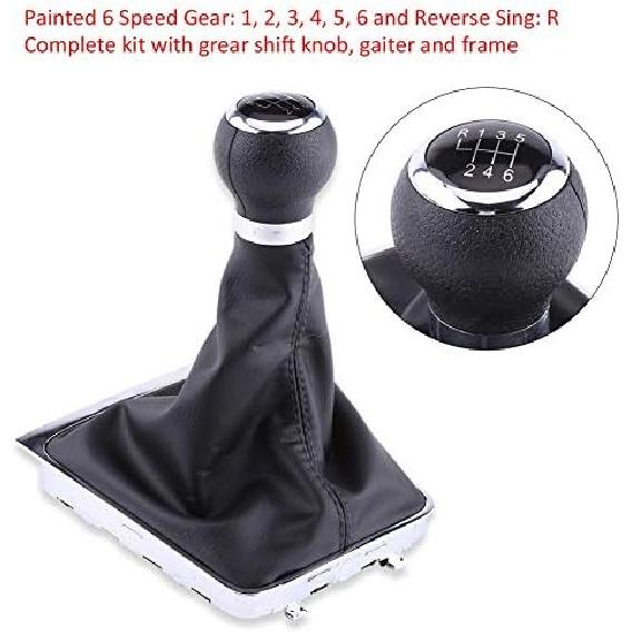 Acouto Manual Shift Knob Boot 6 Speed Car Gear Shift Knob Stick Gaiter Boot Frame Kit Fit for B6 2005-2012 Gear Shifter Boot Cover Replacement