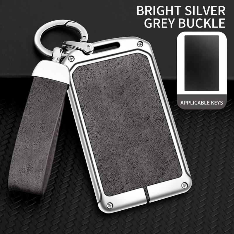 New Zinc Alloy Leather Nfc Card Car Key Case Cover Holder Fob Protector Shell For Tesla Model Y Model 3 Car Interior Accessories