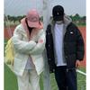 Women's Long Sleeve Hooded Jacket Casual Loose Fit Fleece Lined Puffer Coat Winter Warm Cotton Outerwear