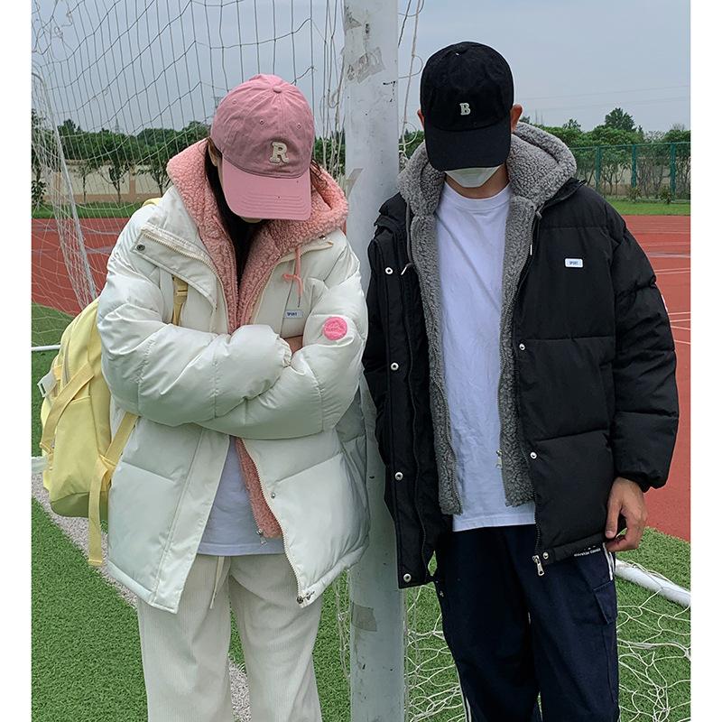 Women's Long Sleeve Hooded Jacket Casual Loose Fit Fleece Lined Puffer Coat Winter Warm Cotton Outerwear