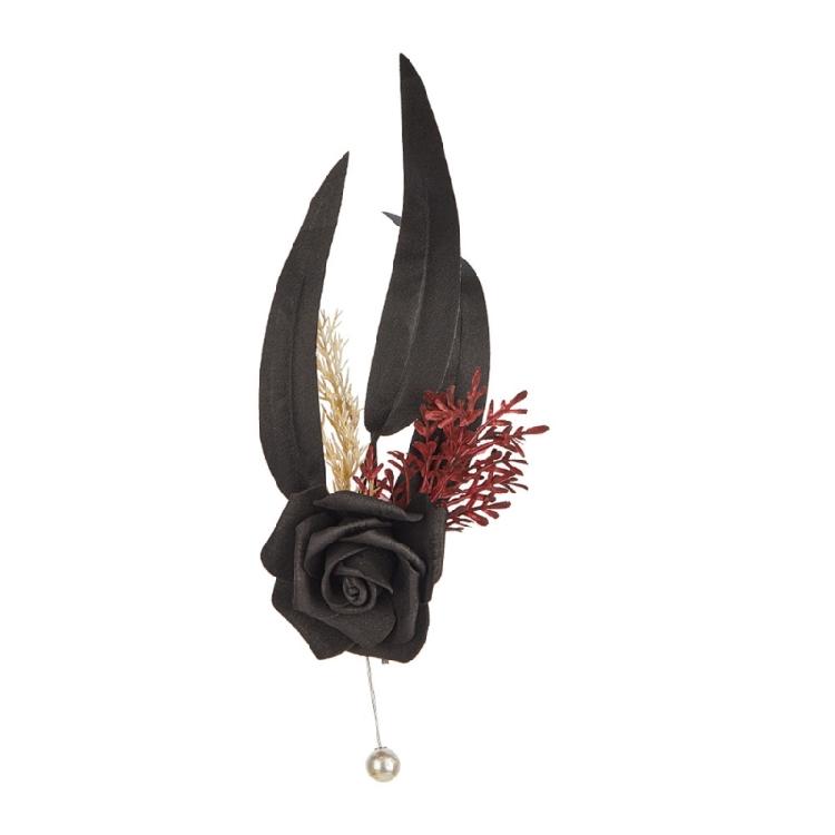 Fashion Black Flower Brooch for Cosplay and Festive Attire Adult Woman Girl Teen Halloween Costume Decorative Brooch