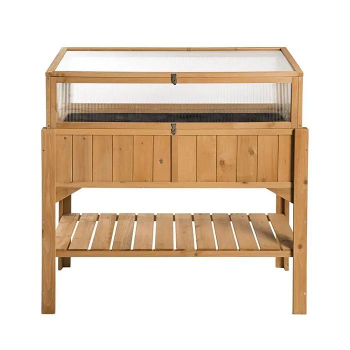 Raised Planter - HB92 Divit - Weather-resistant Wood - Integrated Shelves - 119x53x124 Cm