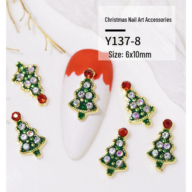 Christmas Alloy Nail Art Decor: Cartoon Santa, Bells, Reindeer, Snowflakes & Rhinestone Accessories