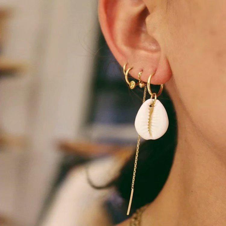 Bohemian Tassel  Shell Stud Earrings Set - Trendy European  American Fashion Jewelry