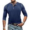 New Men's Long-sleeved Henley Shirt; Casual Men's Round-neck T-shirt