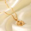 Women's French Light Luxury Vintage Stainless Steel Twist Chain Flower Diamond-studded Pendant Necklace