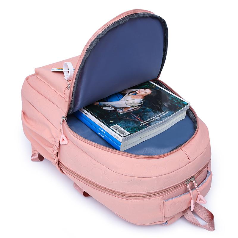 Student Schoolbag Large Capacity Female Backpack Solid Color Travel Backpack