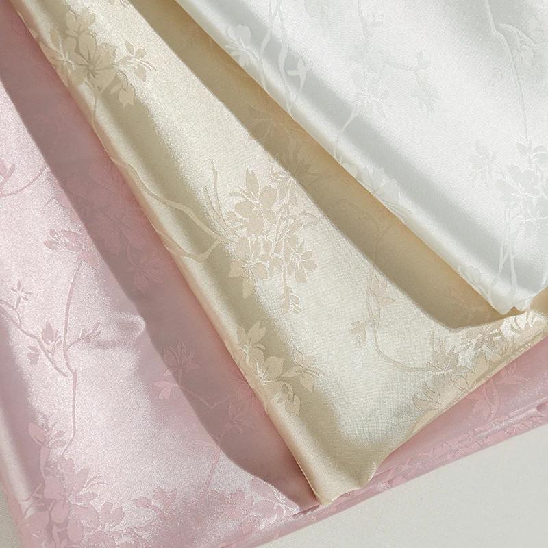 150x100cm Breathable Flower Branch Jacquard Satin Fabric For Women's Dresses Chinese Style Performance Clothing DIY Fabric