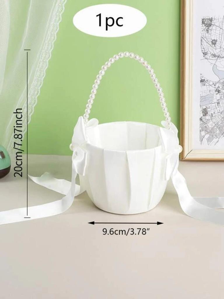 Wedding supplies bridal flower basket Pearl handle flower girl basket 1pc
