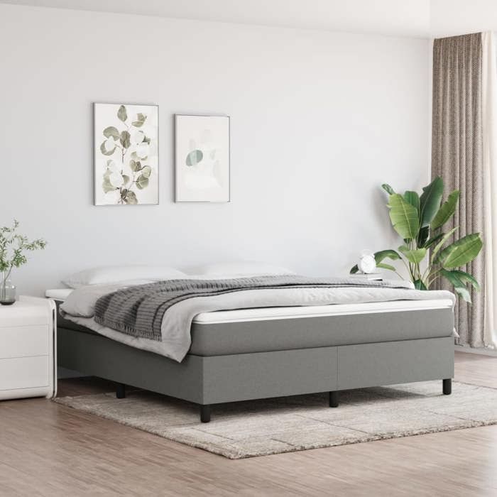 Maison Exclusive - Sommier à lattes de lit avec matelas Gris foncé 180x200cm Tissu