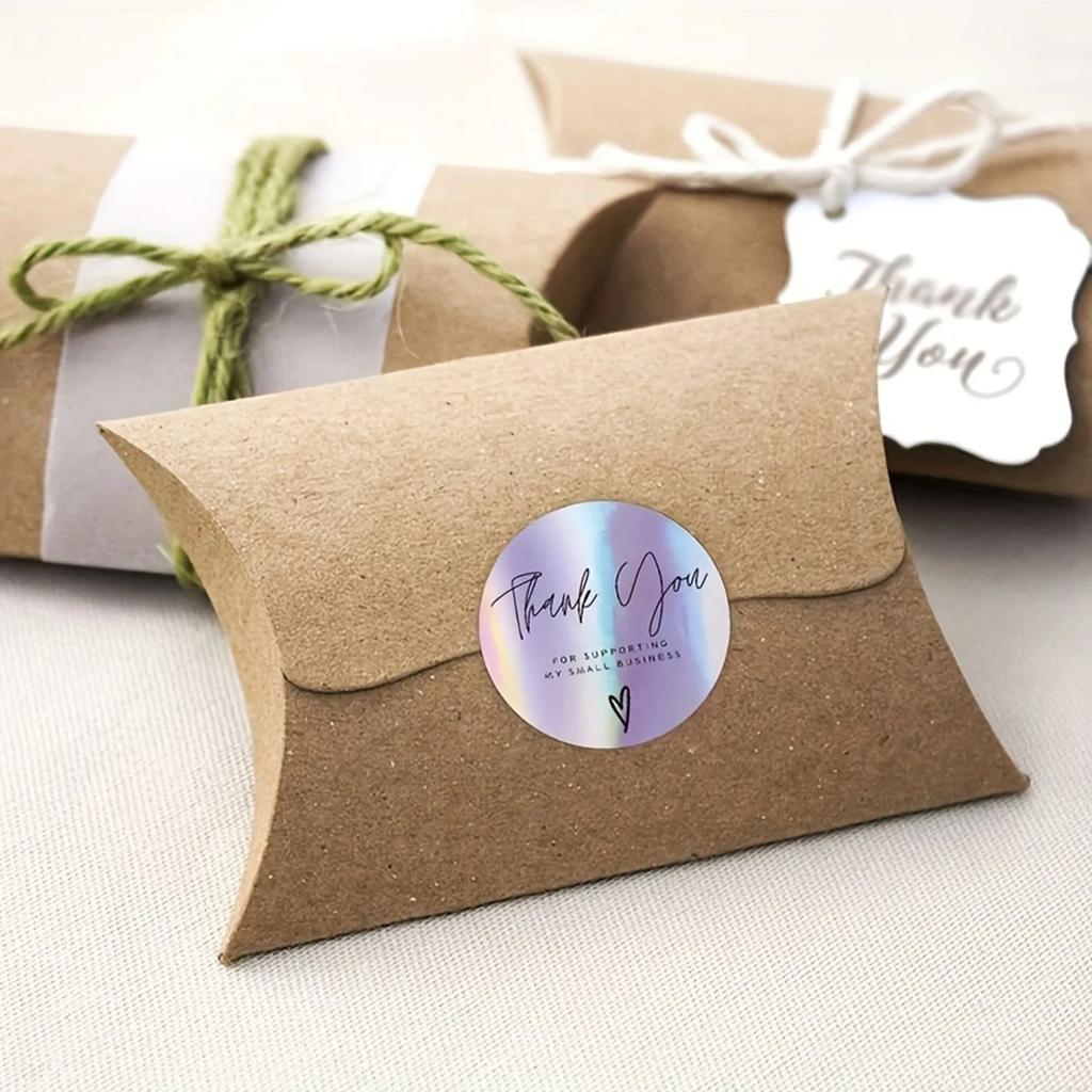 500pcs/roll Rainbow Laser Thank You Stickers for Small Business Stickers Adhesive Labels for Boutiques Wrapping Supplies