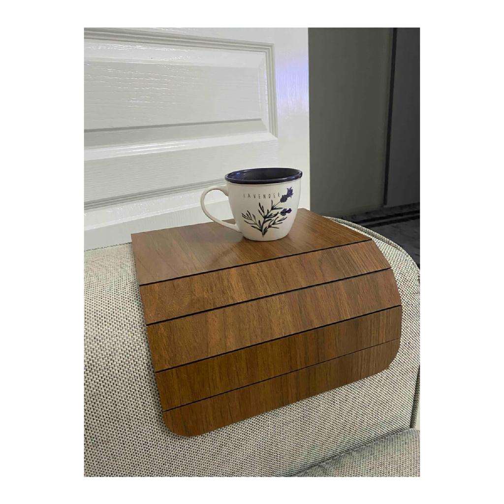 Dark Brown Sofa Tray Side Table Rosary Walnut 20x40 Cm Medium Fixed 13,5 Cm Placemat