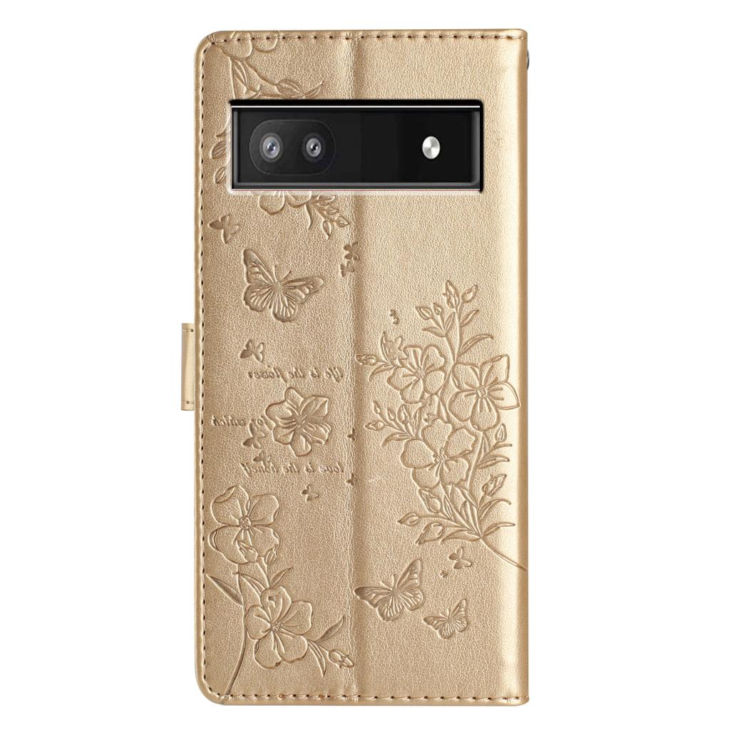 For Google Pixel 8a Wallet Phone Case Butterfly Floral Imprint Stand Leather Cover