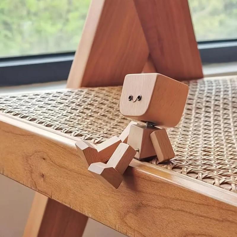 1 sada Třesoucí se dřevěná figurka muže s 12 magnetickými výrazy Ručně vyrobená třesoucí se nohy dřevěná panenka Dekorace na palubní desku auta, na stůl