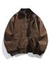 American Retro PU Leather Bomber Jacket - Unisex Autumn/Winter Stand Collar Baseball Pilot Style
