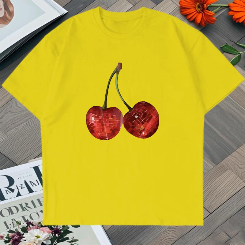 

Hot Trend Cherry Fun Printed Short Sleeved Classic Tshirt Casual Oversized Unisex Women ONeck 100 Cotton Top Unisex Tee shirts 4XL
