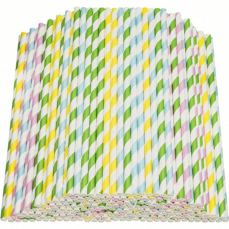 Paper Straws - Striped Straws In 16 Colors, Friendly - Non-Soggy Paper Straws