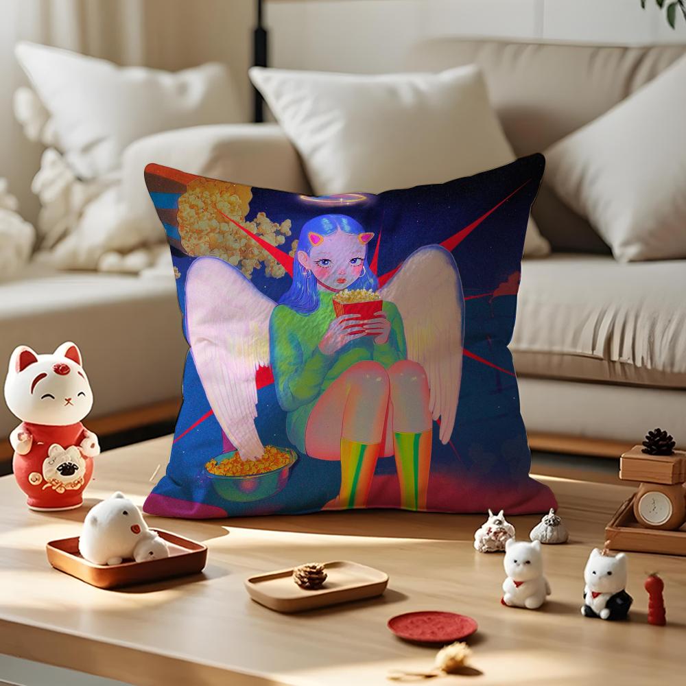 Neon Dream Cushion Cover Anti-dustmite Pillowcase Invisible Zipper Silky Short Plush Sofa Cushion Cover