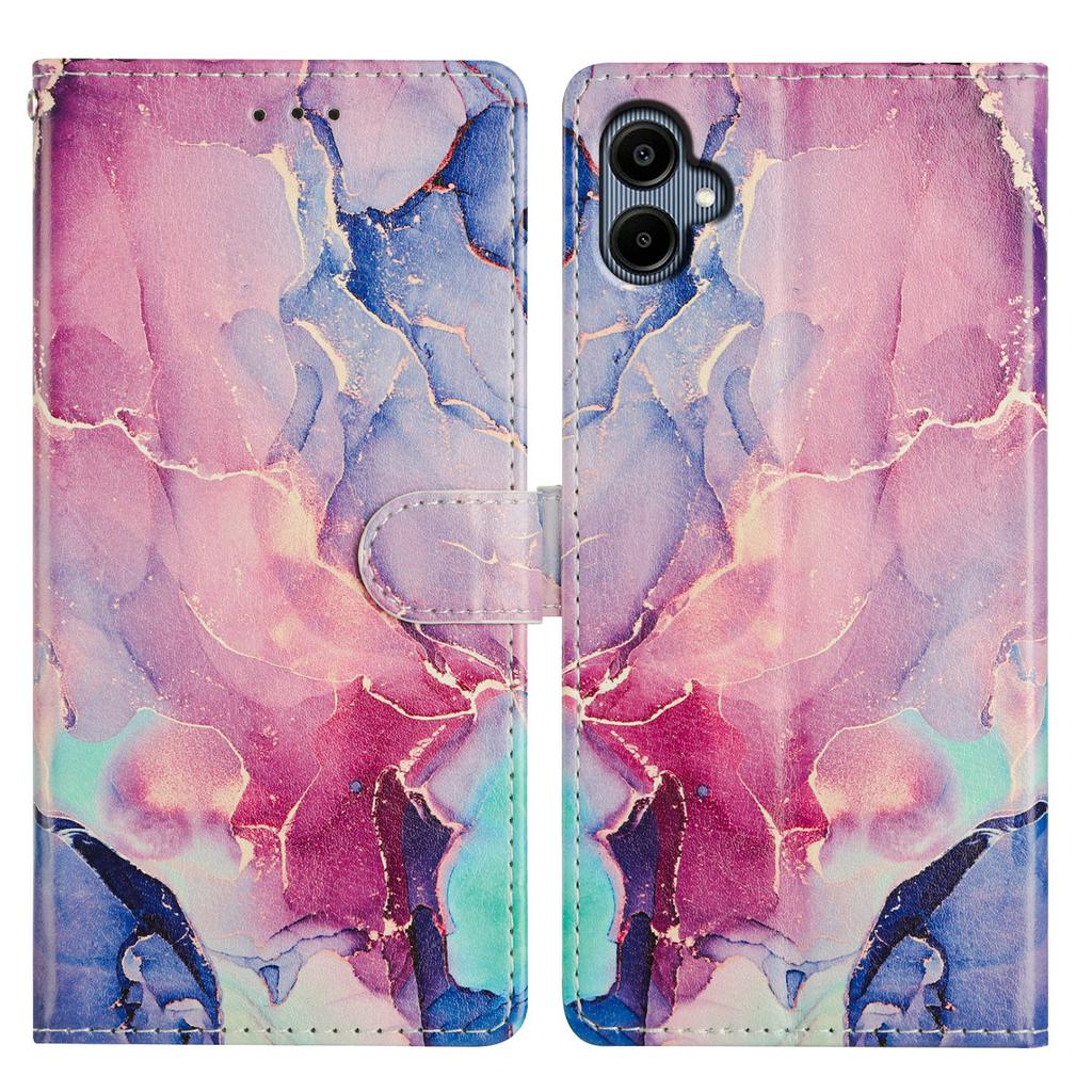 Für Samsung Galaxy A07 Hülle Musterdruck Brieftasche Ständer Klappbar Leder Handyhülle mit Riemen