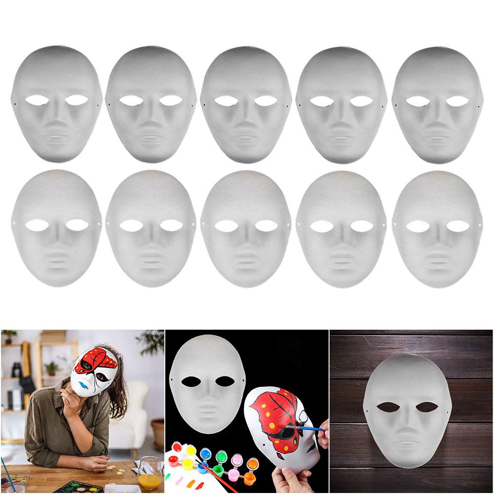 1-10Pcs DIY Full Face Masks Blank White Cat Fox Mask Halloween Cosplay Paintable Couple Half Animal Party Craft Prop for Party