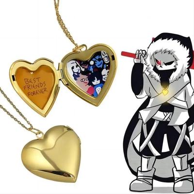 Anime Game UNDERTALE Sans Cosplay Necklace Unisex Metal Family Photo Frame Heart Pendant Jewelry Accessories Gift