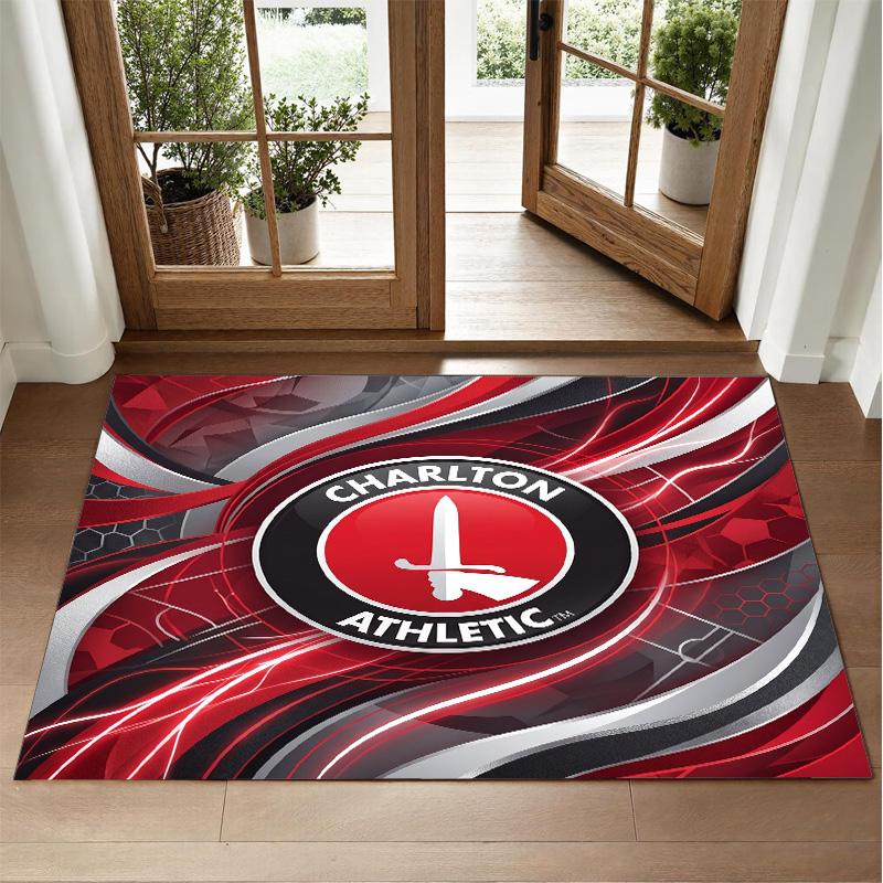 Charlton Athletic FC Design Crystal Velvet Rug Soft Decorative Mat for Bedroom Entrance
