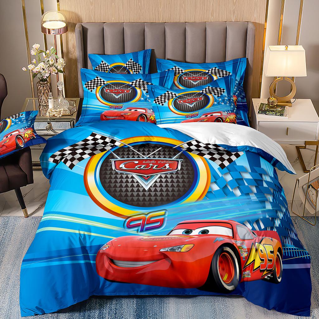 Cars Lightning McQueen Bedding SetsTeenagers boys 3D Print Duvet Cover and Pillowcases Children Quilt Cover Red Cars motifs
