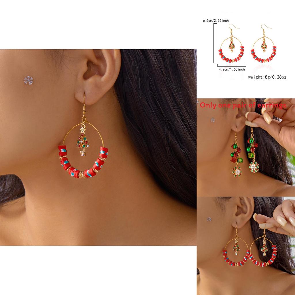 Christmas Earrings With Bell Pendant Alloy Holiday For Women And Men