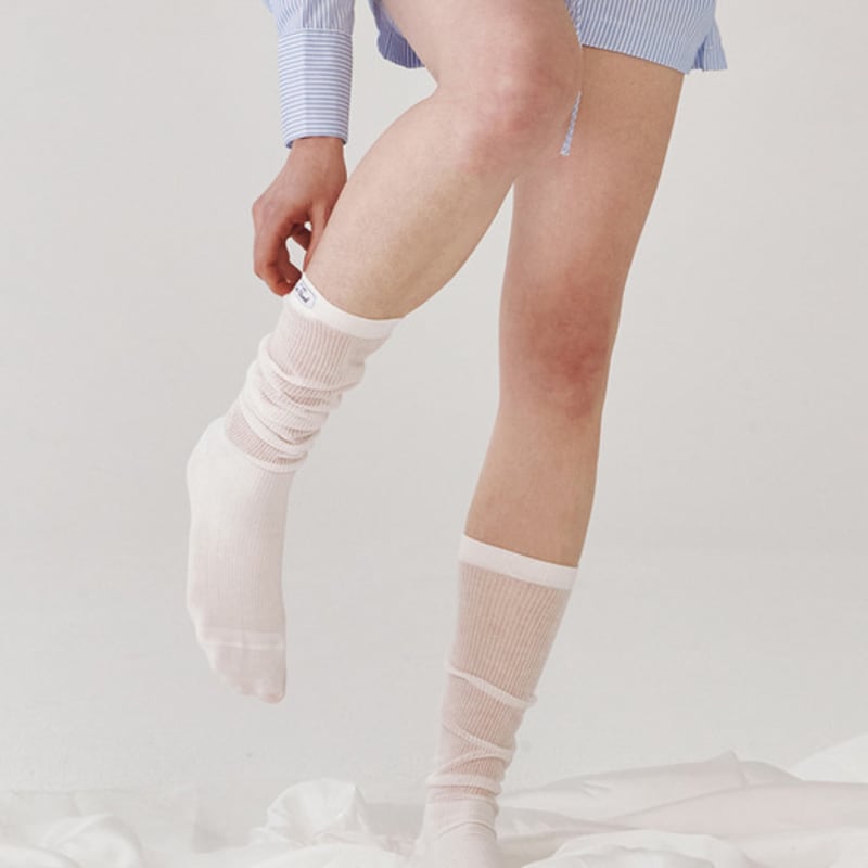 OVT-U Sheer Ribbed Knee Socks