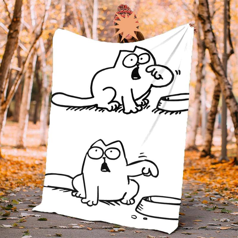 Simon's Cat Flanelldecke Weich Warm Ganzjahresdecke, Design für Camping, Autoreisen, Wandern Sofa, Bett, Büro Perfektes Geschenk für Partys