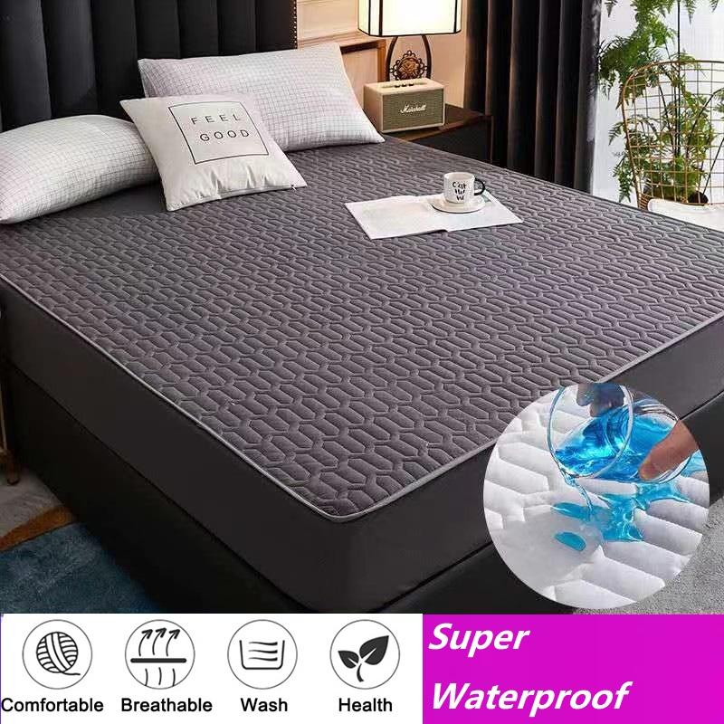 Husă de saltea îngroșată, impermeabilă, de culoare solidă, moale, prietenoasă cu pielea, husă de pat matlasată, dimensiune personalizată, cearșaf îmbrăcat fără fată de pernă