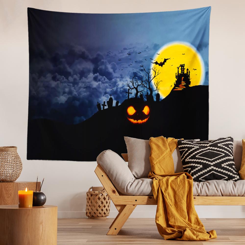 Halloween Horror Pumpkin Print Pattern Tapestry Ceiling Home Living Room Bedroom Wall Decoration Tapestry 230x180cm