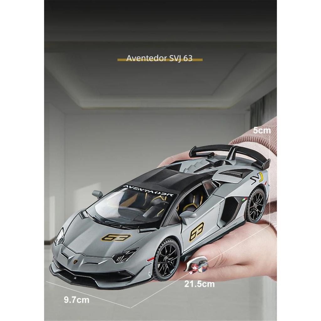 1/24 Lamborghinis Aventador SVJ63 Modelo em Liga Leve Carro Brinquedo Diecasts Fundição de Metal Som e Luz Carros Brinquedos para Crianças Veículo