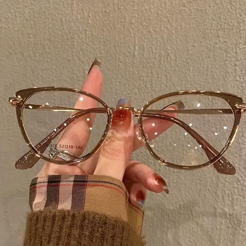 2pcs Ladies' Y2K Cat Eye Oval Frame Glasses Are Lightweight and Trendy Frames for Daily Wear with A Retro Aesthetic