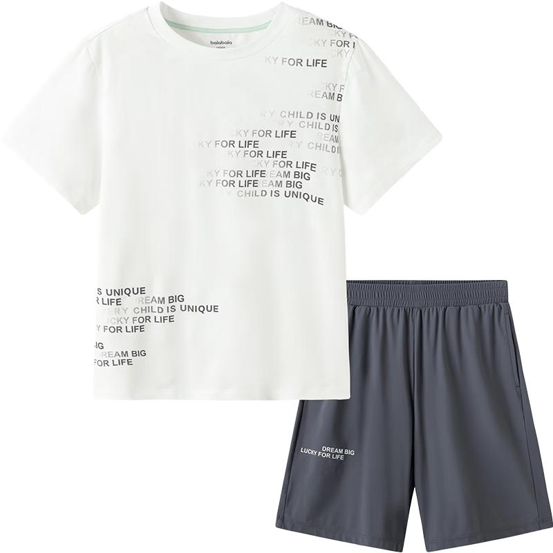 Balabala Boys' Quick-Dry Cooling Short-Sleeved Two-Piece Set