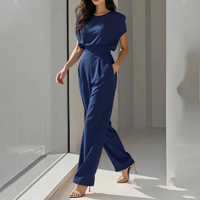 Tuta Elegante Monocolore Girocollo Aderente in Vita Moda Europea e Americana Estate 2026