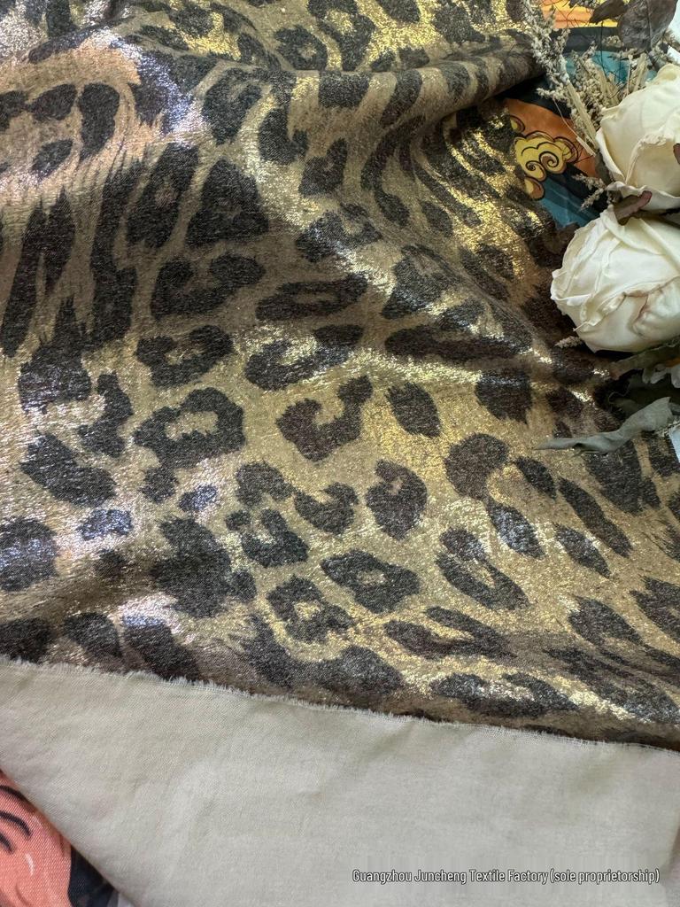 Leopard Velvet Metallic Silver Glitter Dress Fabric - Fashion Costume Performance Material
