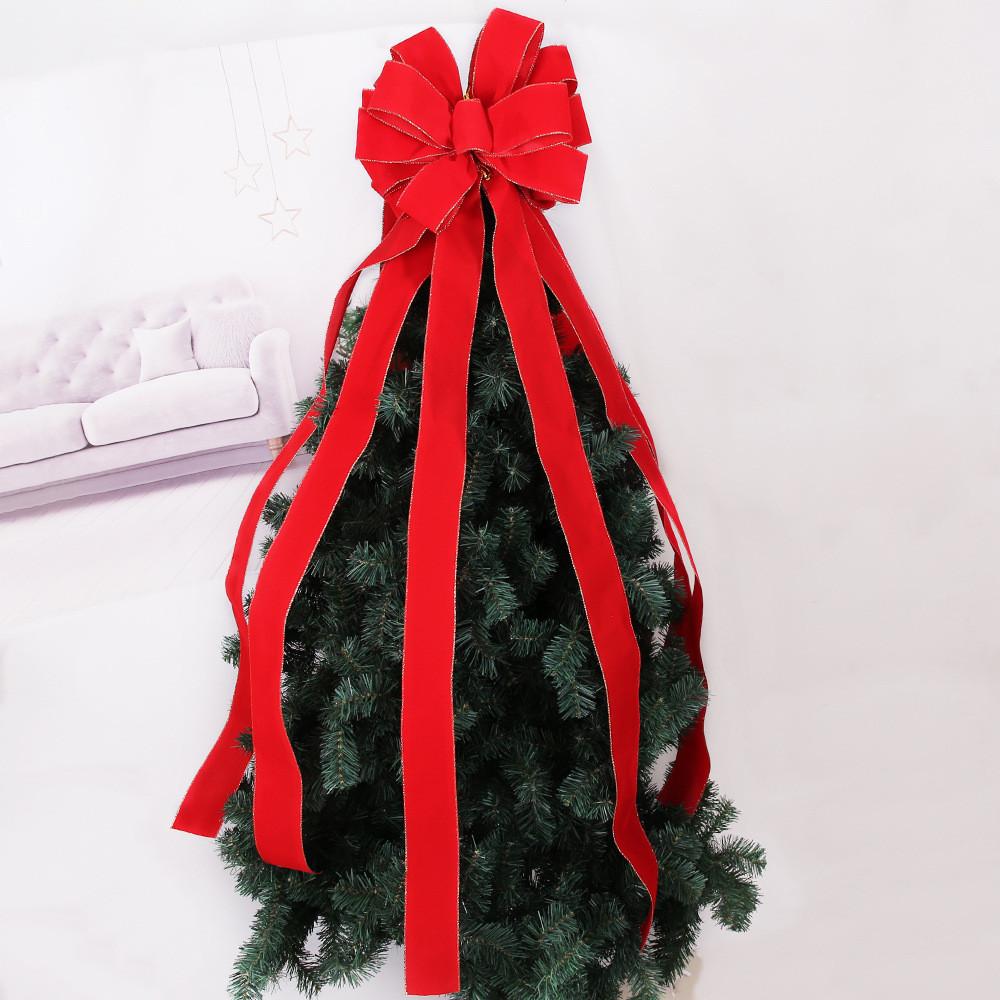 Beautiful 120cm Red And Black Buffalo Check Christmas Bow Decorative Tree Topper