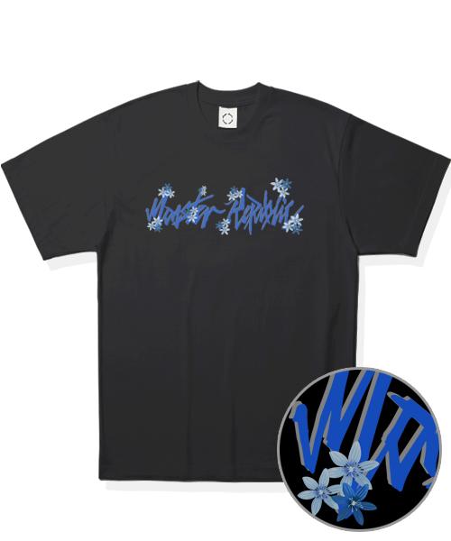MONSTER REPUBLIC Movement Basic Flower Blue T-Shirt Black