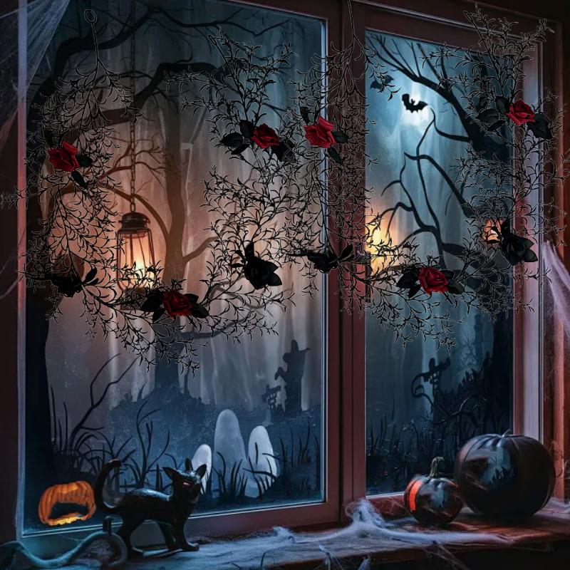 Halloween Artificial Tree Branches Decorative Hangings Ornament Simulated Rose Decoration Plastics Ornament 180cm
